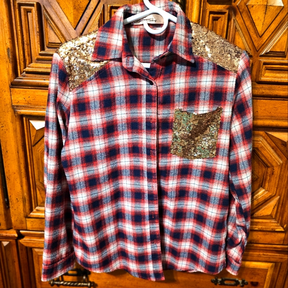 Womens large embellished flannel